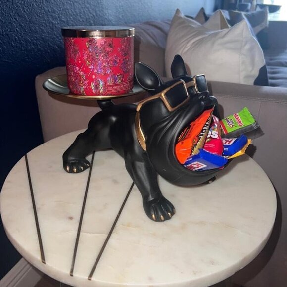 Resin French Bulldog Tray Statue, Bulldog Candy Dish Key Holder Bowl Home Décor - Picture 3 of 12